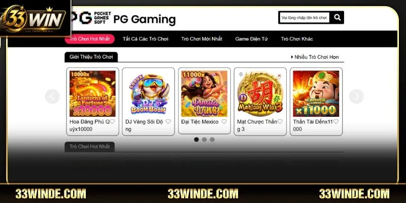 Kho game slots đa dạng chủ đề bậc nhất tại PG Soft 33WIN