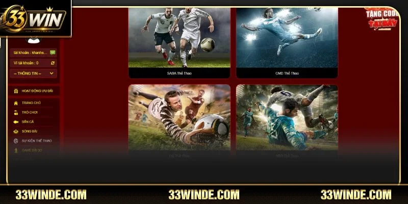 Sân chơi Thể thao 33WIN cung cấp kho kèo cá cược siêu chất lượng