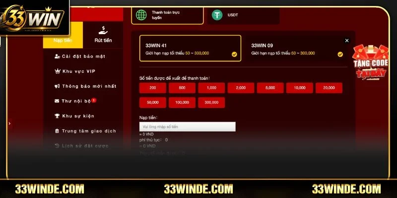 Thả ga sát phạt chỉ với vài thao tác nạp tiền 33WIN dễ dàng.